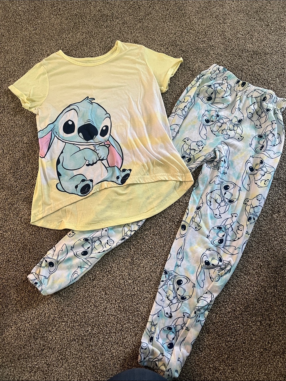 Disney Yellow & Pastel Blue Stitch Pajama Set for Kids
